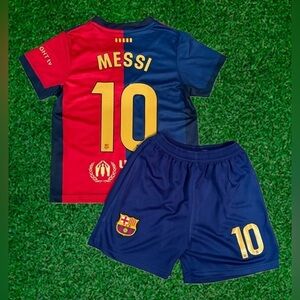 MESSI 10 YOUTH EXTRA LARGE BARCELONA SOCCER JERSEY SET - SIZE 30